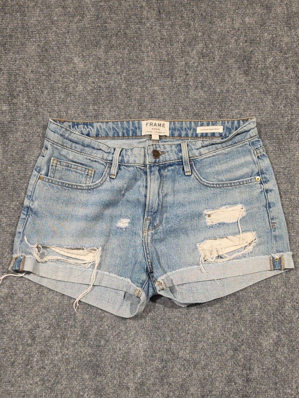 Frame Denim Light Blue Distressed Denim Shorts Size 26 EUC